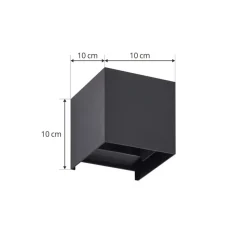 Lindby LED buiten wandlamp Nivar, hoekig, zwart, IP54