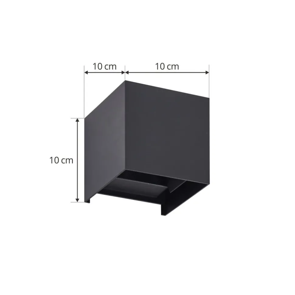 Lindby LED buiten wandlamp Nivar, hoekig, zwart, IP54