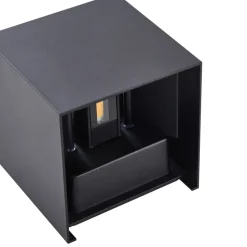 Lindby LED buiten wandlamp Nivar, hoekig, zwart, IP54