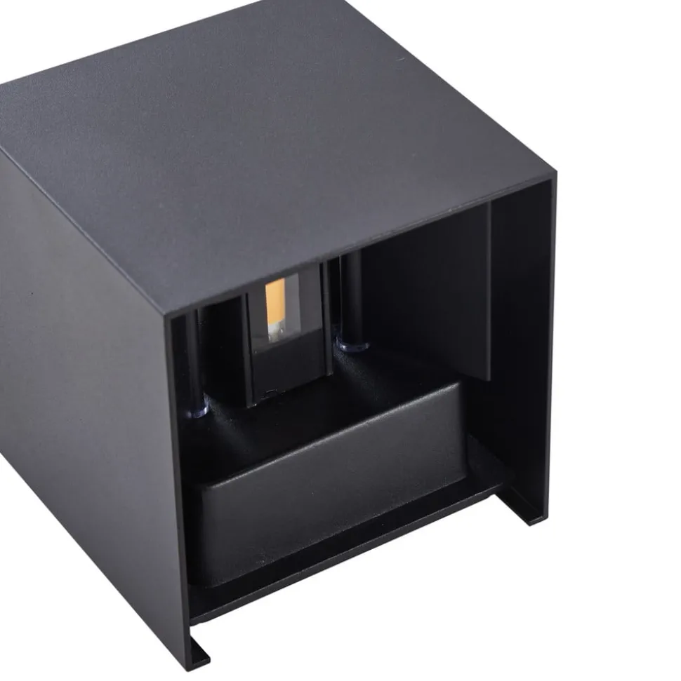 Lindby LED buiten wandlamp Nivar, hoekig, zwart, IP54