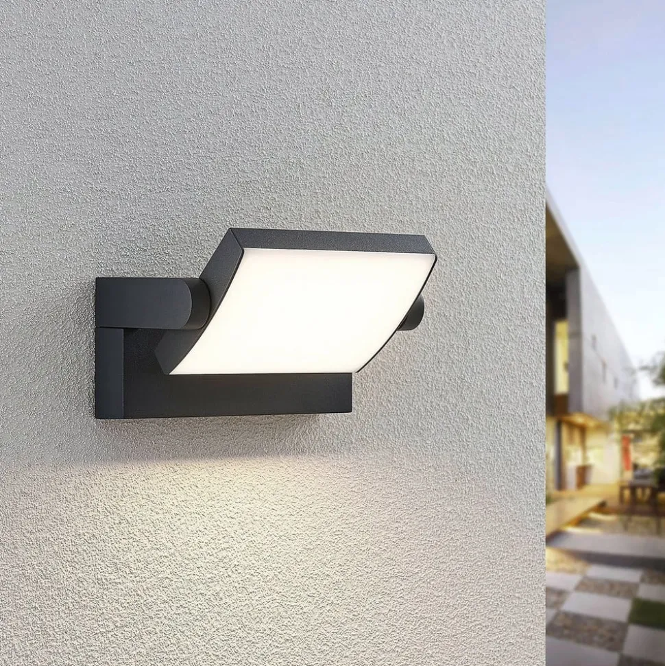 Lindby LED buiten wandlamp Sherin, set van 2, draaibaar