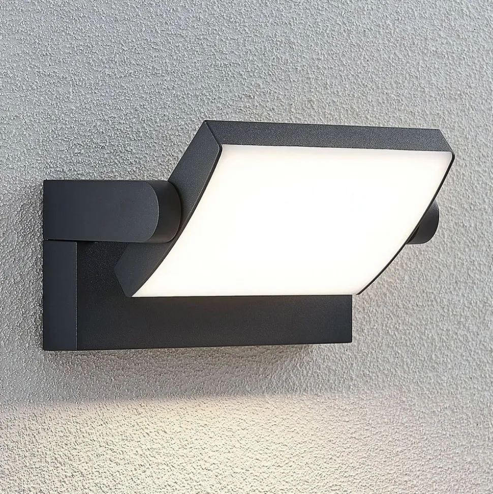 Lindby LED buiten wandlamp Sherin, set van 2, draaibaar