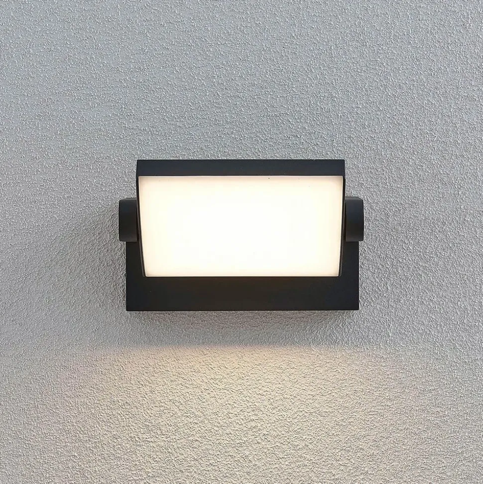 Lindby LED buiten wandlamp Sherin, set van 2, draaibaar