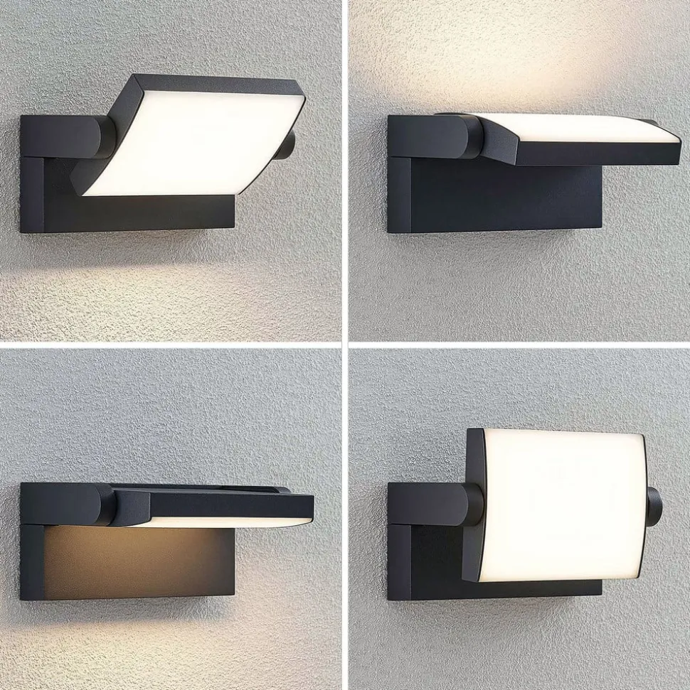 Lindby LED buiten wandlamp Sherin, set van 2, draaibaar