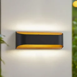 Lindby LED buiten wandlamp Lenore, zwart, metaal, 36,5cm