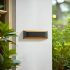 Lindby LED buiten wandlamp Lenore, zwart, metaal, 36,5cm