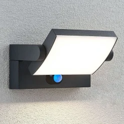 Lindby LED buiten wandlamp Sherin, antraciet, sensor