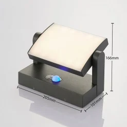 Lindby LED buiten wandlamp Sherin, antraciet, sensor