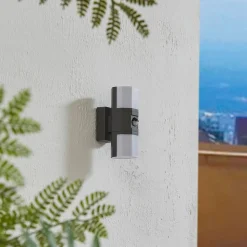 Lindby LED buiten wandlamp Alaric, aluminium, antraciet, sensor