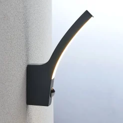 Lindby LED buiten wandlamp Ilvita, sensor, antraciet, IP54