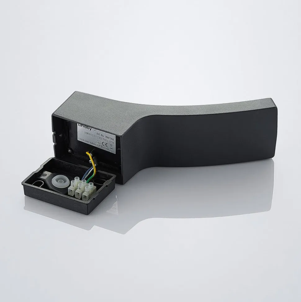 Lindby LED buiten wandlamp Ilvita, sensor, antraciet, IP54