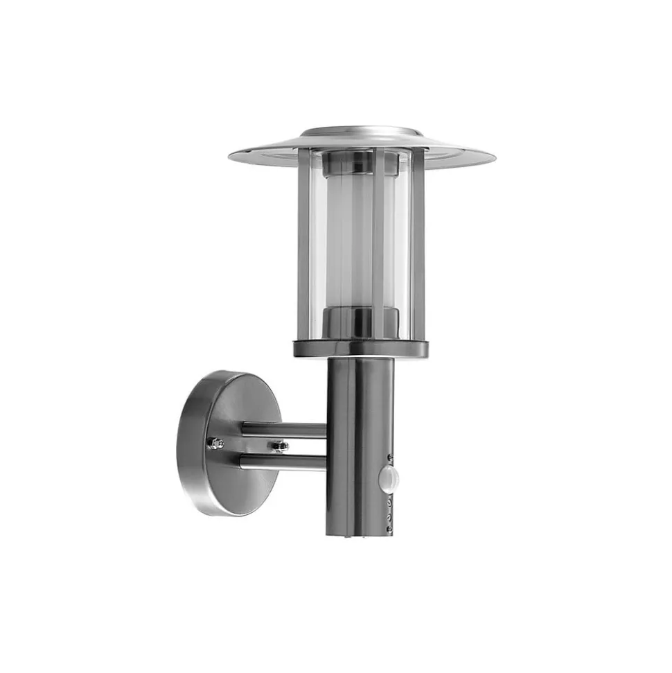Lindby LED buiten wandlamp Gregory, sensor, roestvrij staal, IP44