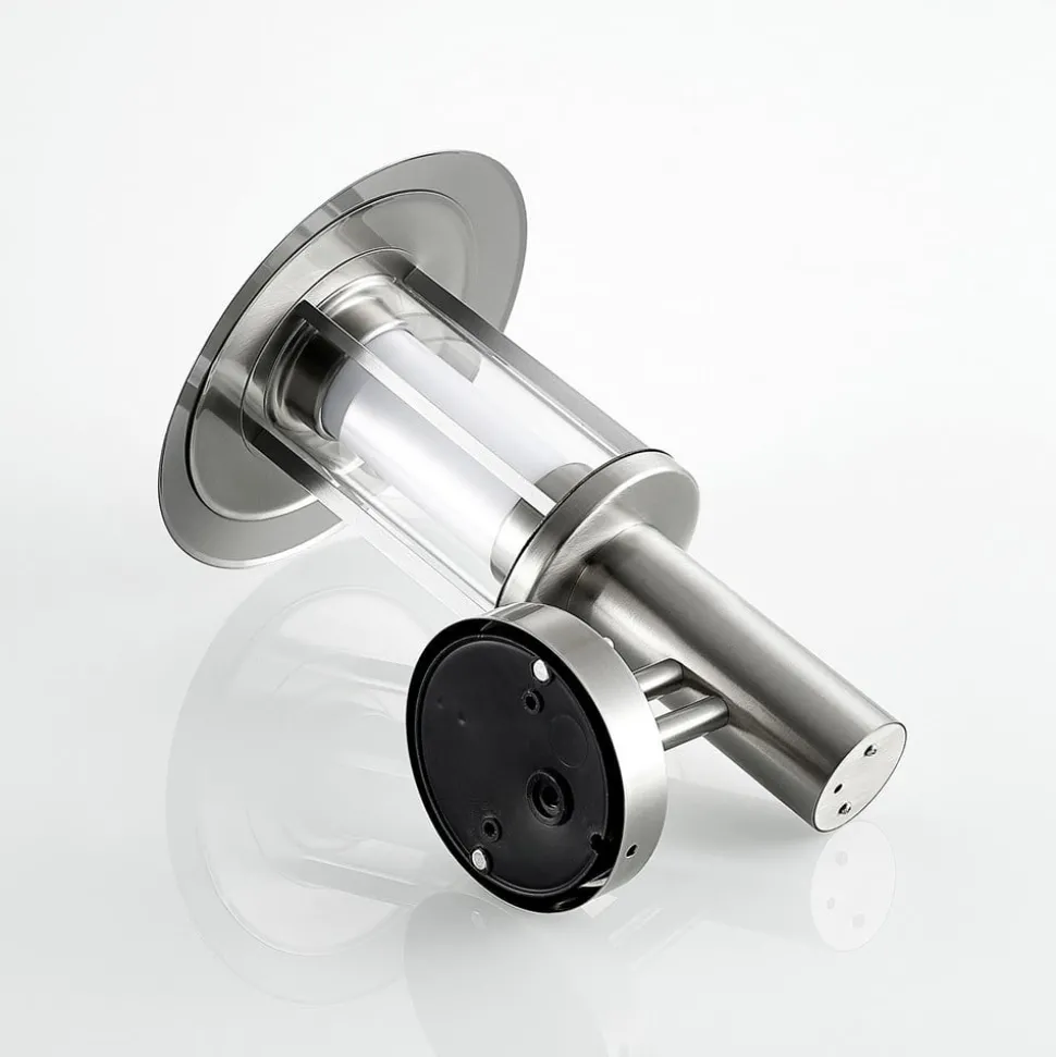 Lindby LED buiten wandlamp Gregory, sensor, roestvrij staal, IP44