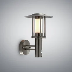 Lindby LED buiten wandlamp Gregory, sensor, roestvrij staal, IP44