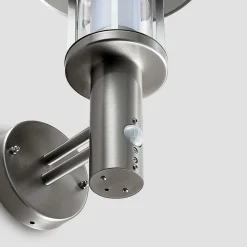 Lindby LED buiten wandlamp Gregory, sensor, roestvrij staal, IP44