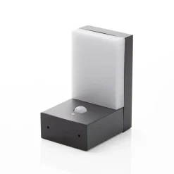 Lindby LED buiten wandlamp Chioma, antraciet, sensor