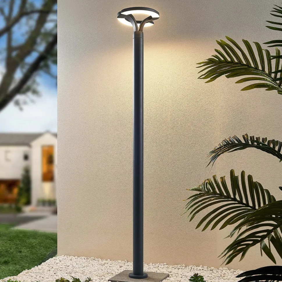 Lindby LED buitenlamp Keily, cirkel, antraciet, metaal