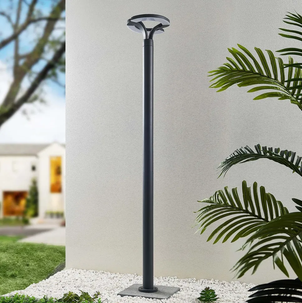 Lindby LED buitenlamp Keily, cirkel, antraciet, metaal