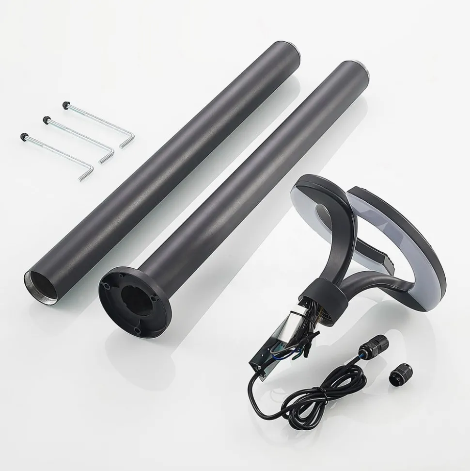 Lindby LED buitenlamp Keily, cirkel, antraciet, metaal