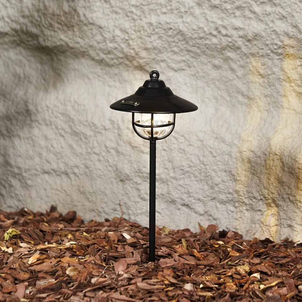 Lindby LED buitenlamp Ketil, zwart, grondspies, batterij