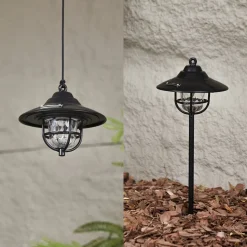 Lindby LED buitenlamp Ketil, zwart, grondspies, batterij