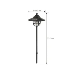 Lindby LED buitenlamp Ketil, zwart, grondspies, batterij