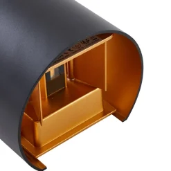 Lindby LED buitenwandlamp Nivar, rond, zwart/goud, IP54