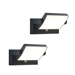 Lindby LED buitenwandlamp Sherin, set van 2, draaibaar, sensor