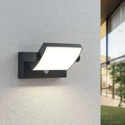 Lindby LED buitenwandlamp Sherin, set van 2, draaibaar, sensor