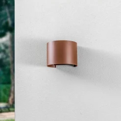 Lindby LED buitenwandlamp Nivar, rond, roest, metaal, IP54