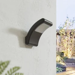 Lindby LED buitenwandlamp Radane, donkergrijs, hoekig, IP54