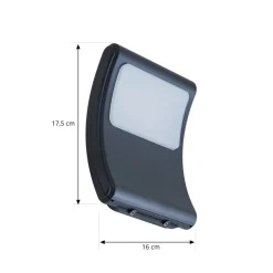 Lindby LED buitenwandlamp Radane, donkergrijs, hoekig, IP54