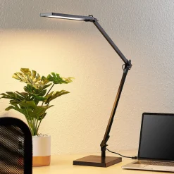 Lindby LED bureaulamp Antisa, zwart, CCT, dimbaar