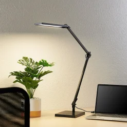 Lindby LED bureaulamp Antisa, zwart, CCT, dimbaar