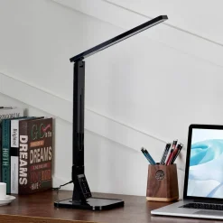 Lindby LED bureaulamp Eleni, zwart, CCT, dimbaar