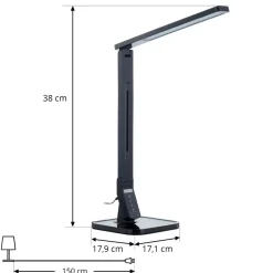 Lindby LED bureaulamp Eleni, zwart, CCT, dimbaar