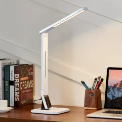 Lindby LED bureaulamp Eleni, wit, CCT, dimbaar