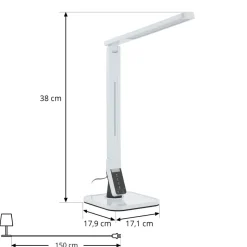 Lindby LED bureaulamp Eleni, wit, CCT, dimbaar