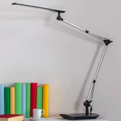 Lindby LED bureaulamp Felipe, zwart, klemvoet