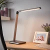 Lindby LED bureaulamp Kuno, grijs, USB, touchdimmer