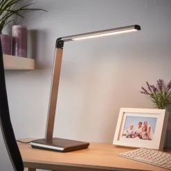 Lindby LED bureaulamp Kuno, grijs, USB, touchdimmer