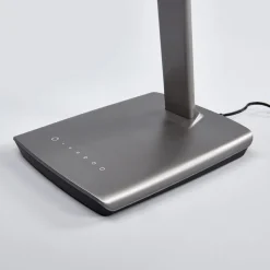 Lindby LED bureaulamp Kuno, grijs, USB, touchdimmer