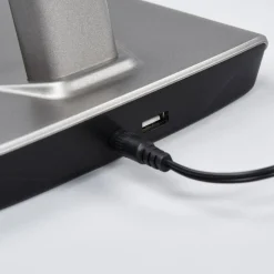 Lindby LED bureaulamp Kuno, grijs, USB, touchdimmer