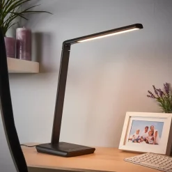 Lindby LED bureaulamp Kuno, zwart, USB, touchdimmer