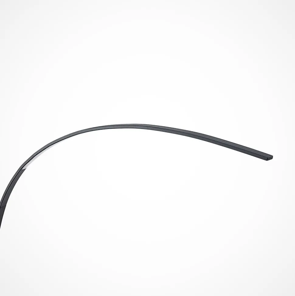 Lindby LED gebogen vloerlamp Kendra, zwart, aluminium, hoogte 180cm