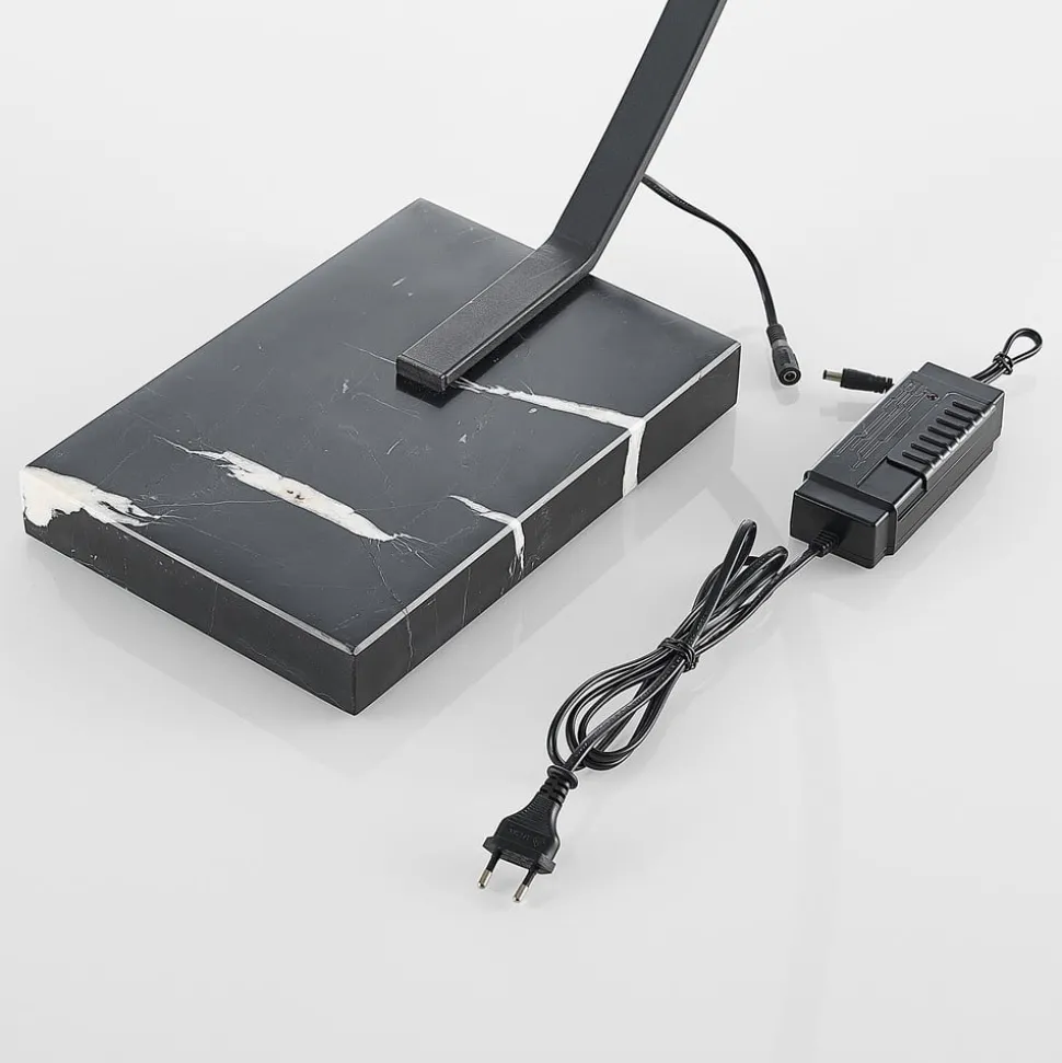 Lindby LED gebogen vloerlamp Kendra, zwart, aluminium, hoogte 180cm