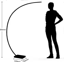 Lindby LED gebogen vloerlamp Kendra, wit, aluminium, hoogte 180cm