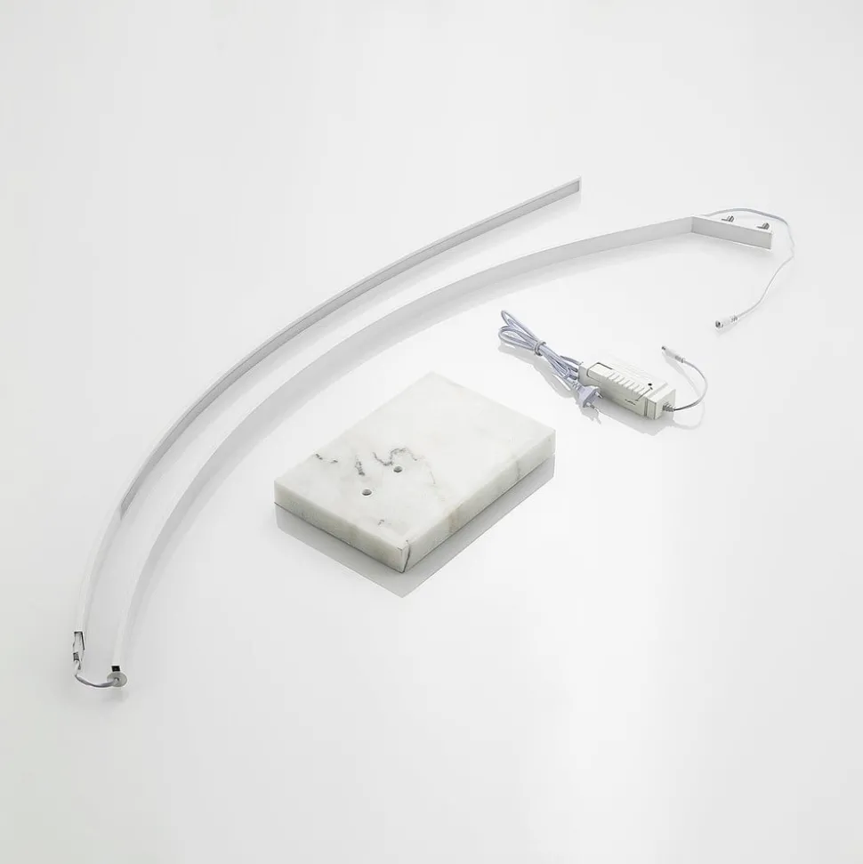 Lindby LED gebogen vloerlamp Kendra, wit, aluminium, hoogte 180cm