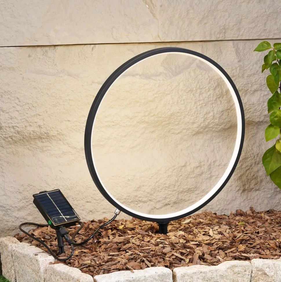 Lindby LED grondspies lamp Syrene, 45 cm, zwart, aluminium