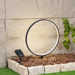 Lindby LED grondspies lamp Syrene, 45 cm, zwart, aluminium